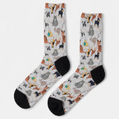 Muster für niedliche Hunde und Katzen Socken (Linkes Detail)