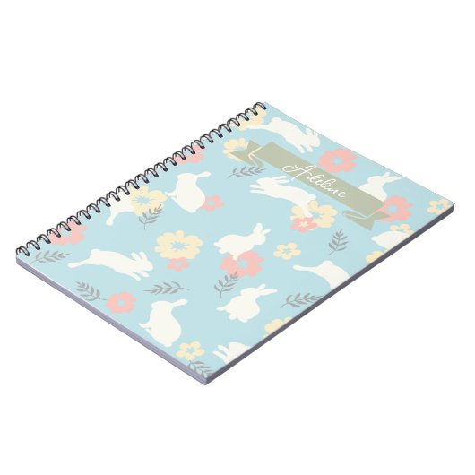 Muster für niedliche Kaninchen-Blume Notizblock (Linke Seite)