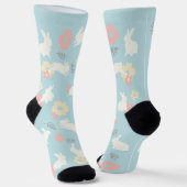 Muster für niedliche Kaninchen-Blume Socken (Gewinkelt)