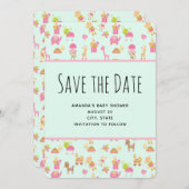 Muster für niedliche Kinderzimmer Save The Date (Vorne/Hinten)