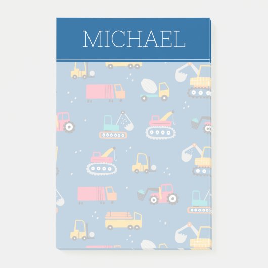 Muster für niedliche Konstruktionsbewegungen Post-it Klebezettel (Vorderseite)