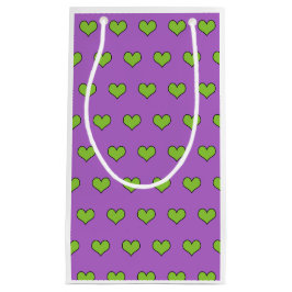 Muster für niedliche Lilac- und grüne Herzen Kleine Geschenktüte