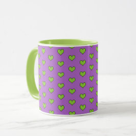 Muster für niedliche Lilac- und grüne Herzen Tasse