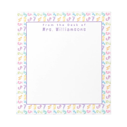 Muster für niedliche Nummern - Vom Schreibtisch de Notizblock (Vorderseite)