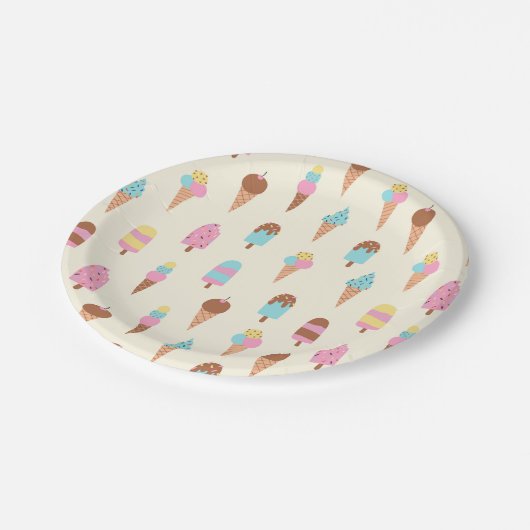 Muster für niedliche Pastelleis-Süßigkeiten Pappteller (Schrägansicht)