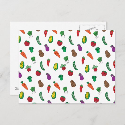 Muster für niedliche pflanzliche Lebensmittel Postkarte (Vorne/Hinten)