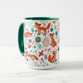 Muster für niedliche Retro-Blume Vogelarten und Ro Tasse (Vorderseite Links)