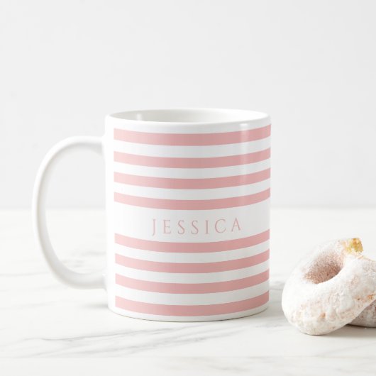 Muster für niedliche rosa Streifen Kaffeetasse (Mit Donut)