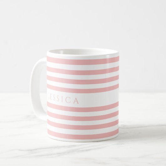 Muster für niedliche rosa Streifen Kaffeetasse (Vorderseite Links)