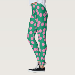 Muster für niedliche rosa und grüne Punkte Leggings