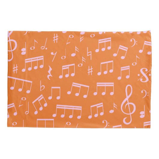 Muster für niedliche rosa und orange Musiknoten Kissenbezug (Rückseite-Links)