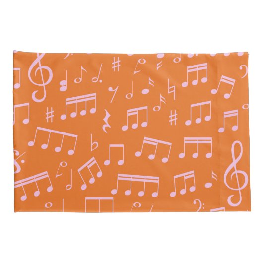 Muster für niedliche rosa und orange Musiknoten Kissenbezug (Rückseite-Rechts)