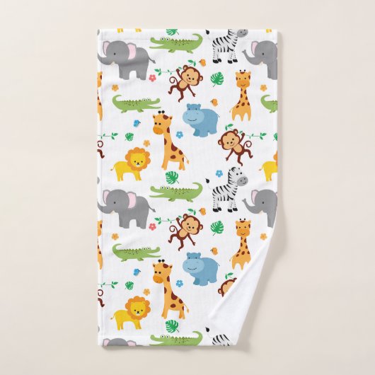 Muster für niedliche Safari-Tiere im Kinderzimmer Badhandtuch Set (Handtuch)