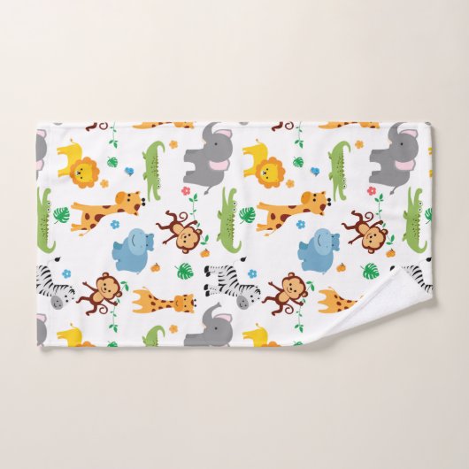 Muster für niedliche Safari-Tiere im Kinderzimmer Badhandtuch Set (Handtuch)