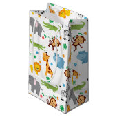 Muster für niedliche Safari-Tiere im Kinderzimmer Kleine Geschenktüte (Vorderseite Schrägansicht)