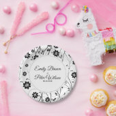 Muster für niedliche schwarze Blume Pappteller (Party)