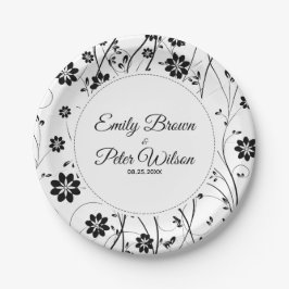 Muster für niedliche schwarze Blume Pappteller