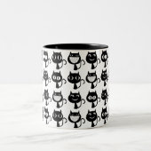 Muster für niedliche schwarze Katzen-Ausdrücke Zweifarbige Tasse (Mittel)