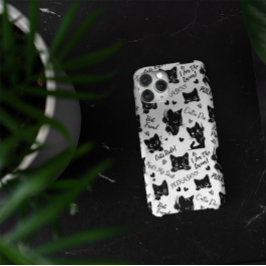 Muster für niedliche Schwarze Katzen und Redewendu iPhone 16 Pro Max Hülle