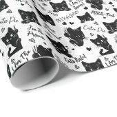 Muster für niedliche Schwarze Katzen und Redewendu Geschenkpapier (Rolleneckpunkt)