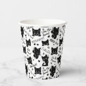 Muster für niedliche Schwarze Katzen und Redewendu Pappbecher (Vorderseite)