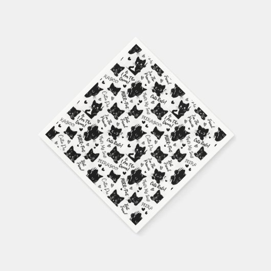 Muster für niedliche Schwarze Katzen und Redewendu Serviette (Ecke)