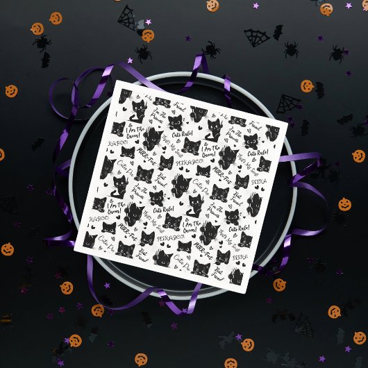 Muster für niedliche Schwarze Katzen und Redewendu Serviette