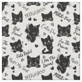 Muster für niedliche Schwarze Katzen und Redewendu Stoff (Nahaufnahme)