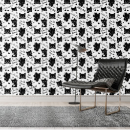 Muster für niedliche Schwarze Katzen und Redewendu Tapete