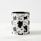 Muster für niedliche Schwarze Katzen und Redewendu Zweifarbige Tasse (Mittel)