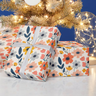 Muster für niedliche Sommerkorallen und Navy Blue  Geschenkpapier
