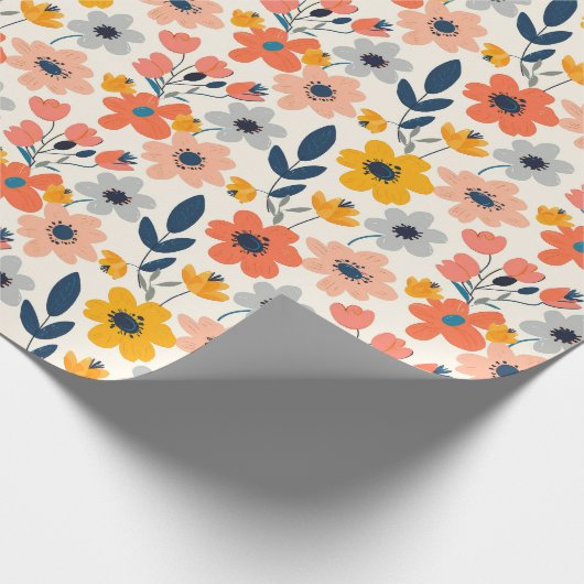 Muster für niedliche Sommerkorallen und Navy Blue Geschenkpapier (Ecke)