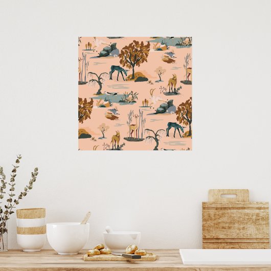 Muster für niedliche und farbenfrohe Tiere und Ein Poster (Küche)