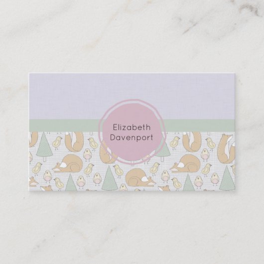 Muster für niedliche Waldbewohner Visitenkarte (Vorderseite)