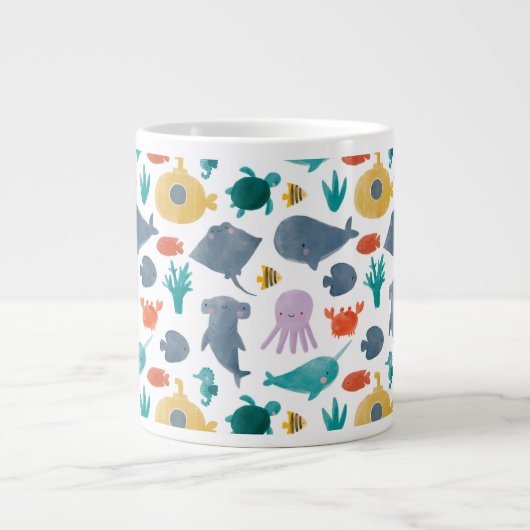 Muster für niedliche Wasserfarben Jumbo-Tasse (Vorderseite)
