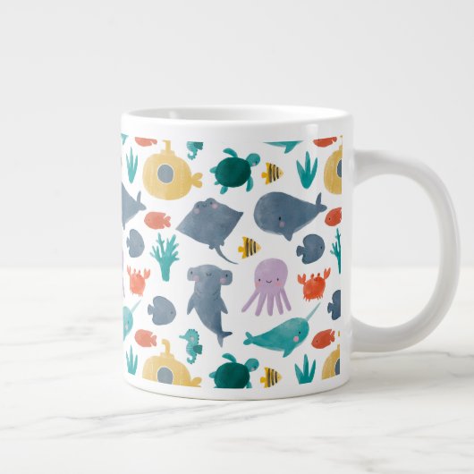 Muster für niedliche Wasserfarben Jumbo-Tasse (Rechts)