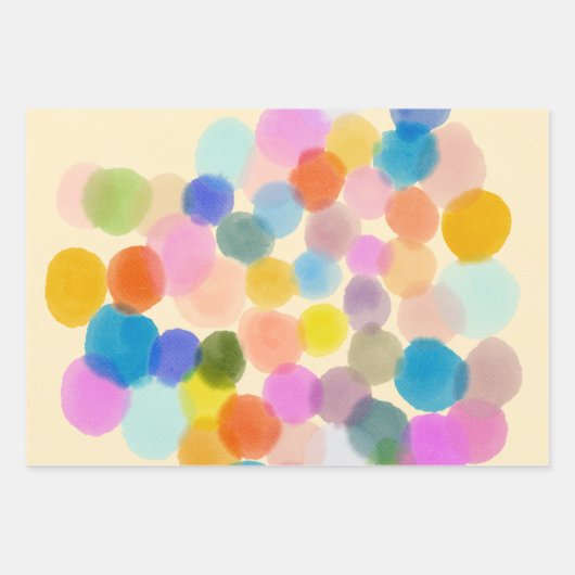 Muster für niedliche Wasserfarben-Konfetti-Schaltf Geschenkpapier Set (Vorderseite 3)