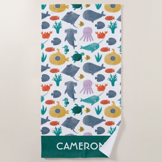 Muster für niedliche Wasserfarben Strandtuch (Vorderseite)