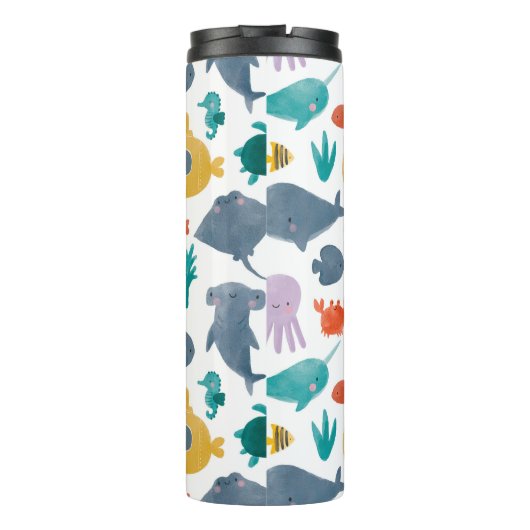 Muster für niedliche Wasserfarben Thermosbecher (Rückseite)