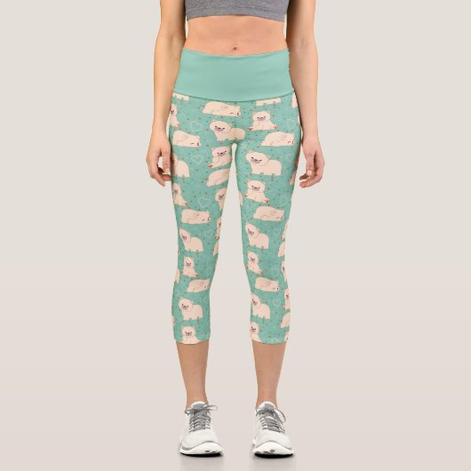 Muster für niedliche Weißbären Capri Leggings (Vorderseite)