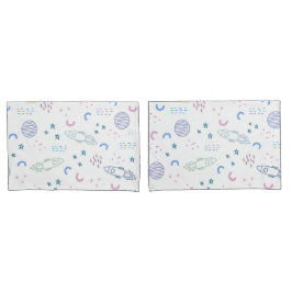 Muster für niedliche Weltraumraketen | Kissenbezug