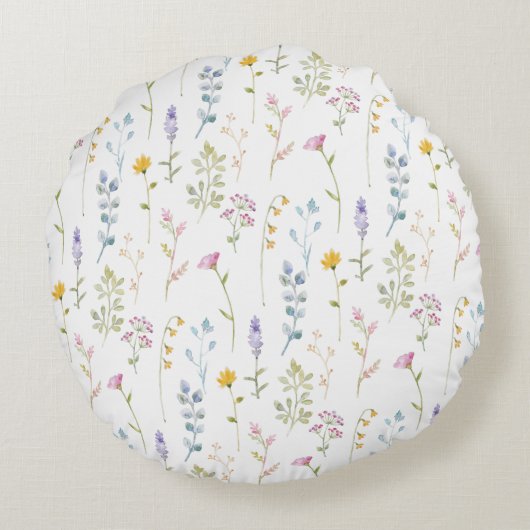 Muster für niedliche Wildblume Rundes Kissen (Rückseite)