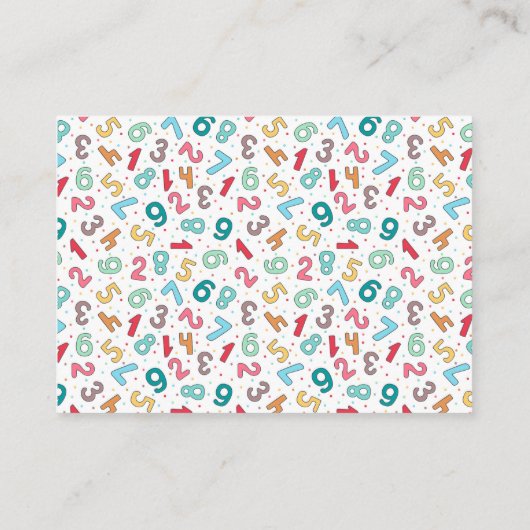 Muster für niedliche Zahlen - Lehrer/Lehrer Visitenkarte (Rückseite)