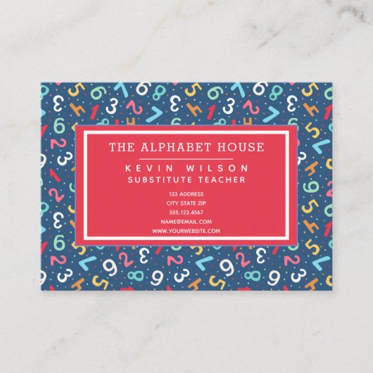 Muster für niedliche Zahlen - Lehrer/Lehrer Visitenkarte (Vorderseite)