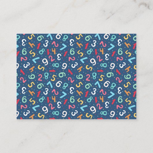 Muster für niedliche Zahlen - Lehrer/Lehrer Visitenkarte (Rückseite)