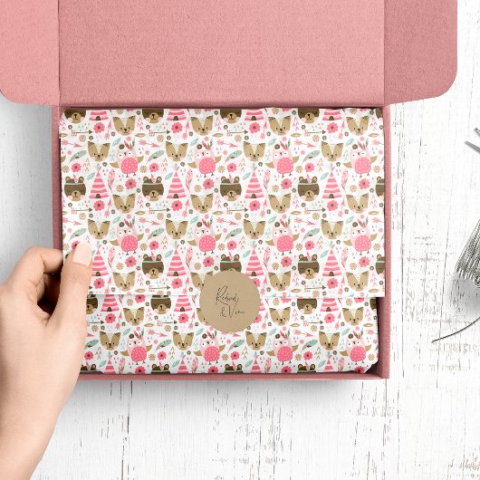 Muster für niedliches Camping Woodland Tiere Seidenpapier