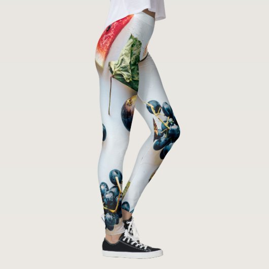 Muster für Obst und Trockenfutter und Blätter Leggings (Rechts)