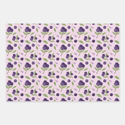 Muster für Obstkörbe - Blaubeeren Geschenkpapier Set (Vorderseite)
