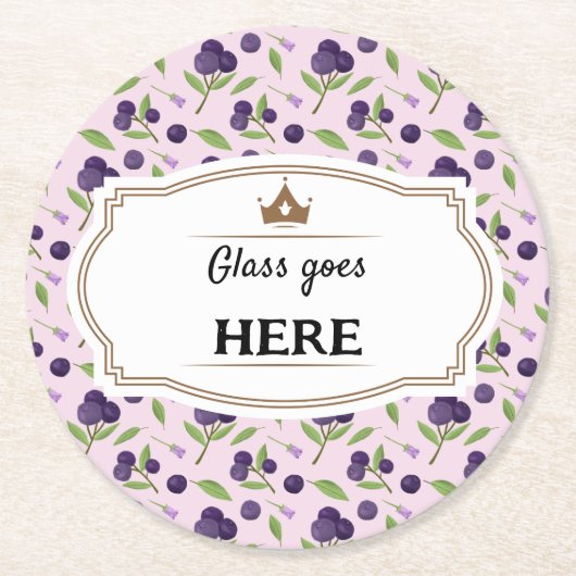 Muster für Obstkörbe - Blaubeeren Runder Pappuntersetzer (Vorderseite)