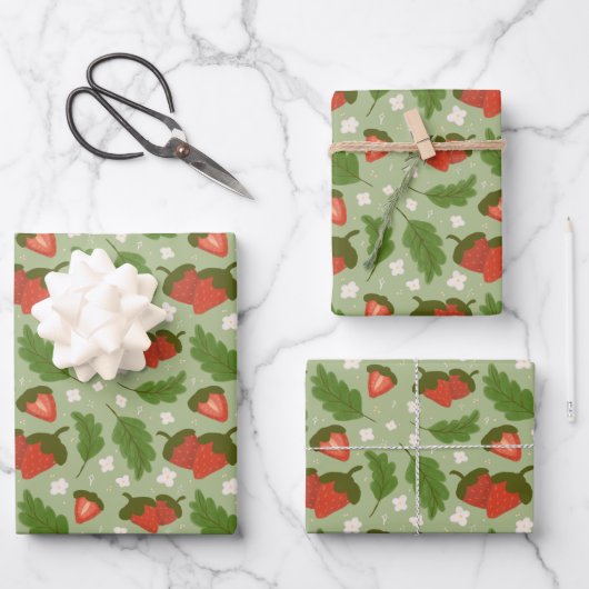 Muster für Obstkörbe - Erdbeeren Geschenkpapier Set (Vorderseite)
